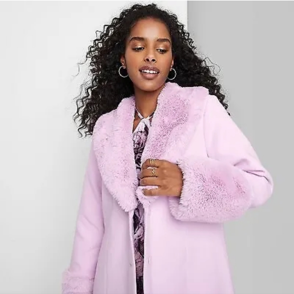 Wild Fable SOLD OUT NWT Lavender Faux Fur Trim Long Pennylane Jacket Size 4x $48